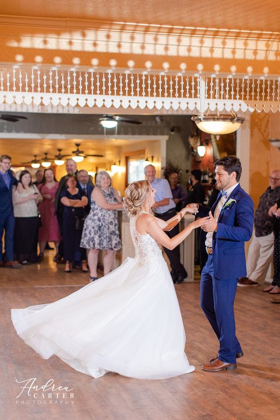 Bride and groom dancing on dance floor - Spinelli's - Wedding Venue