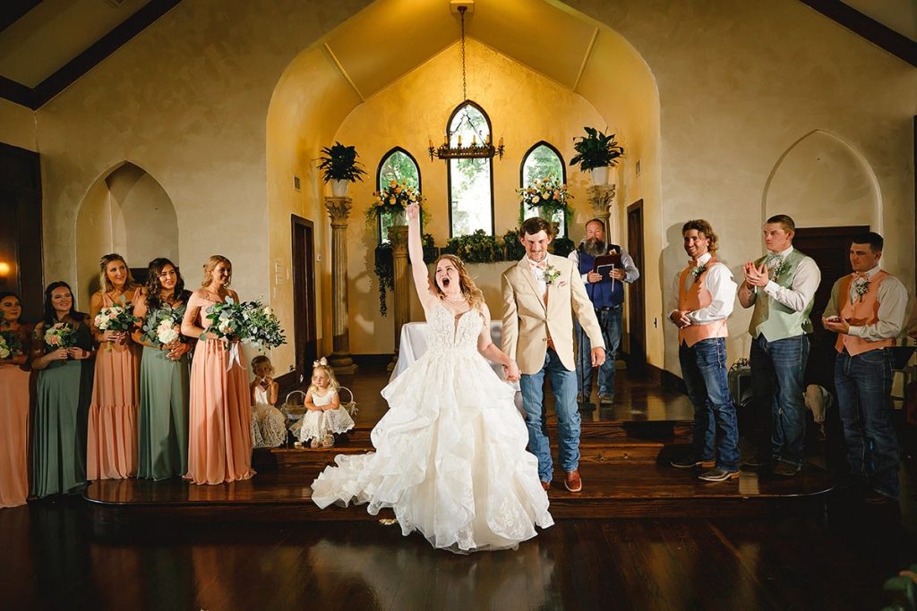Bride and Groom celebrate historic wedding chapel